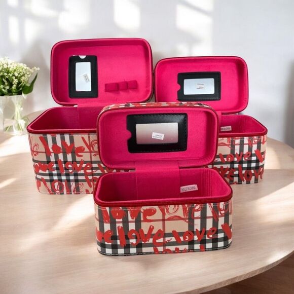 Essentials Makeup Box Set of 3 Cosmetic / Jewelry / Bridal / Trousseau Box PU - Picture 2 of 5